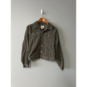 Womens Size M Calvin Klein Green Gray corduroy Jacket